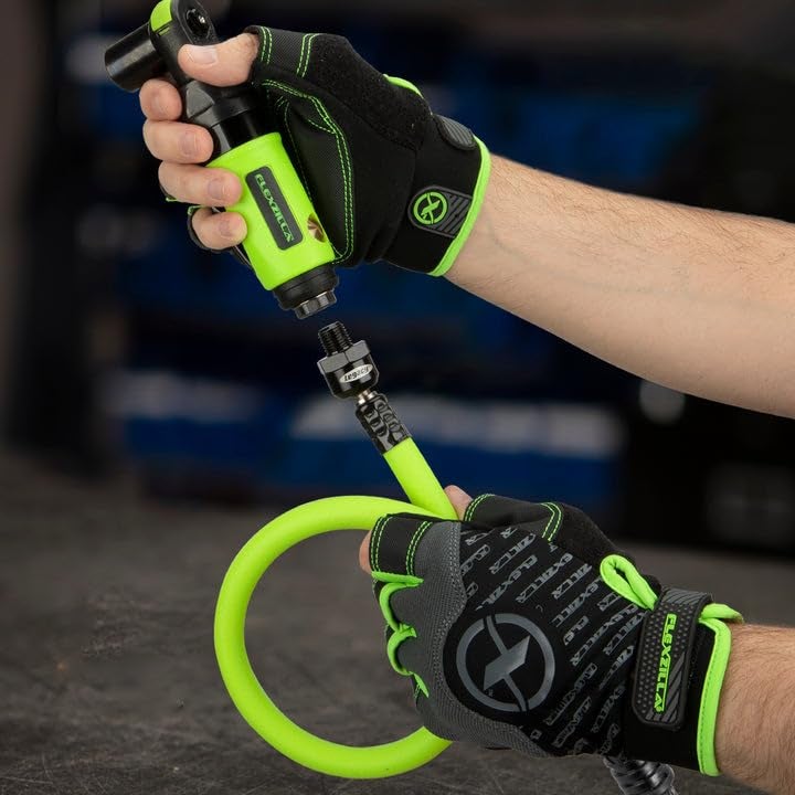 Flexzilla Swivel Whip Air Hose, 1/2 in. x 8 ft. (3/8 in. MNPT Swivel x 3/8 in. MNPT Ends), Heavy Duty, Lightweight, Hybrid, ZillaGreen - HFZ1208YW3S - Image 3